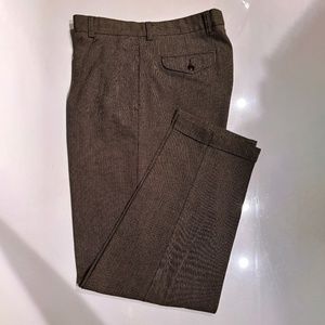 Nautica Rigger Brown Herringbone Weave Pleated Pants 34x32